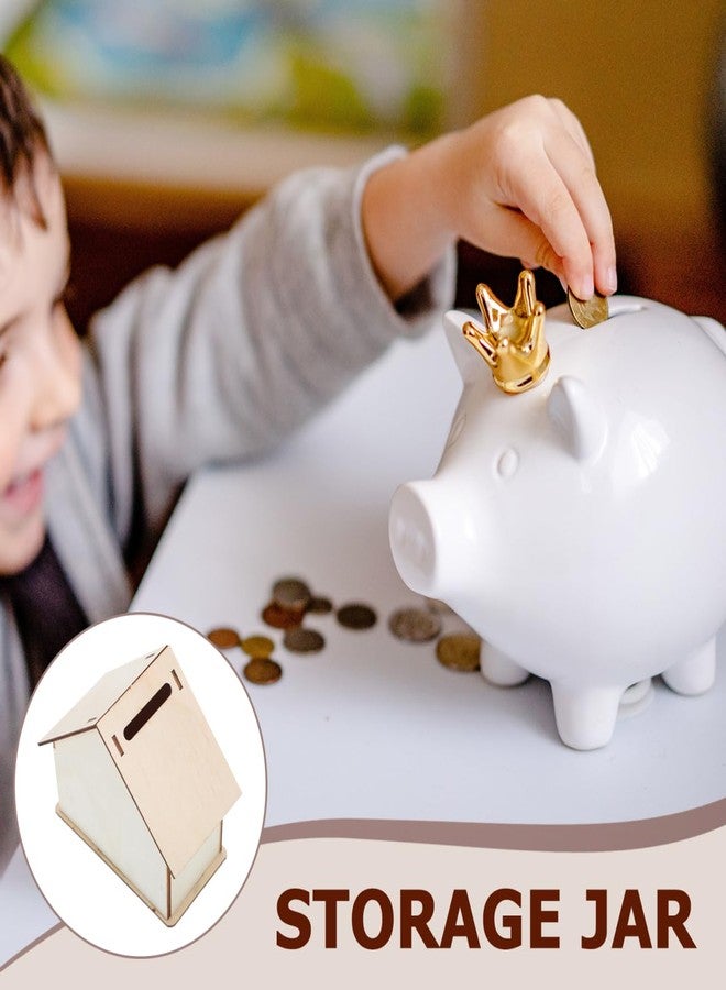 BESTonZON DIY Wooden House Piggy Bank for Kids Unfinished Paintable Coin Bank Craft Kit Small 4.13 Inch Creative Money Box for Children S Art and Saving - Image 4